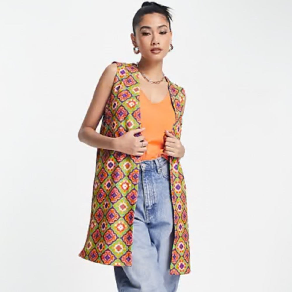 Colorful Geometric Patterned Vest